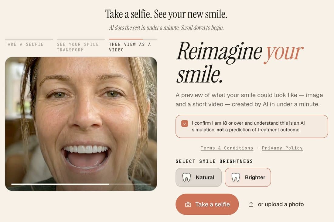 The branded Dentalreel smile simulator a patient sees